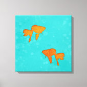 Goldfish Sinaasappel Silhouettes in Turquoise Wate Canvas Afdruk (Voorkant)