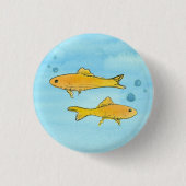 Goldfish Waterverf Ronde Button 3,2 Cm (Voorkant)