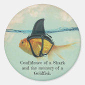 Goldfish with a Shark Fin Confetti Ronde Sticker (Voorkant)