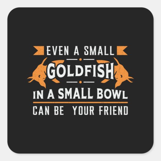 Goldfish Zelfs een kleine goudvis-aquariumvis Vierkante Sticker (Voorkant)