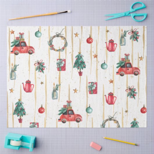 GoldI-ontwerp met kerstWaterverf 11 Tissuepapier (Craft)