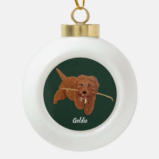 Goldie Doodle Keramische Bal Ornament (Voorkant)
