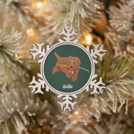 Goldie Doodle Tin Sneeuwvlok Ornament