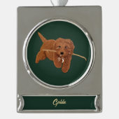 Goldie Doodle Verzilverd Banner Ornament (Voorkant)