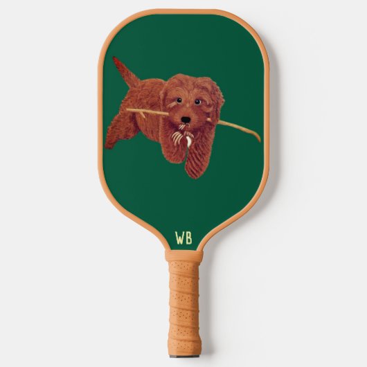 Goldie Golden Dog Green Pickleball Paddle (Voorkant)