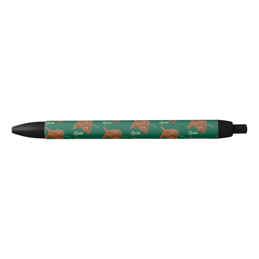 Goldie Golden Doodle Green Zwarte Inkt Pen (Voorkant)