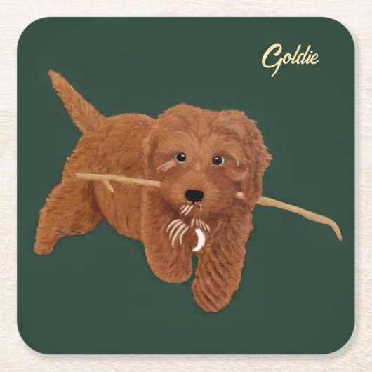 Goldie Golden Doodle Kartonnen Onderzetters (Voorkant)