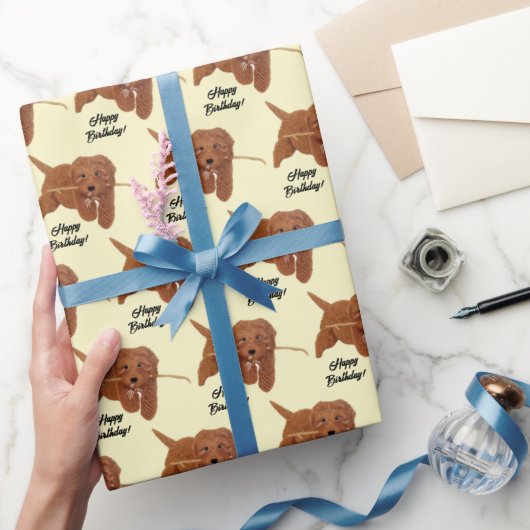 Goldie Golden Doodle Yellow Cadeaupapier (Geschenken)