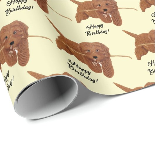 Goldie Golden Doodle Yellow Cadeaupapier (Rol Hoek)