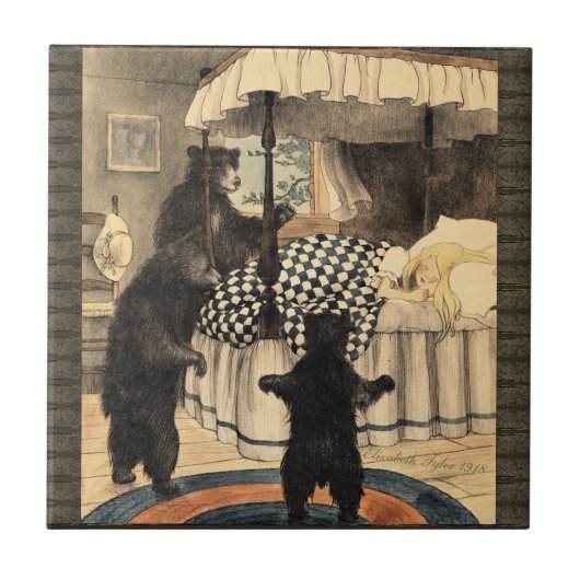 Goldie Locks Three Bears Fairytale Tegeltje (Voorkant)
