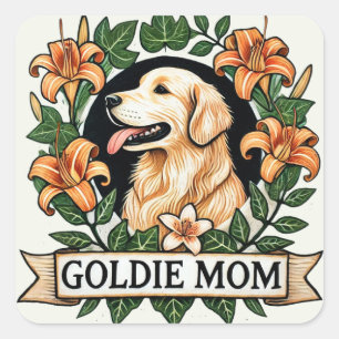 Goldie Moeder Gouden Retriever Hond Moeders Vierkante Sticker