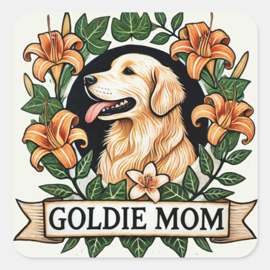 Goldie Moeder Gouden Retriever Hond Moeders Vierkante Sticker (Voorkant)