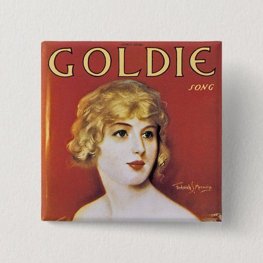 Goldie Song Vierkante Button 5,1 Cm (Voorkant)