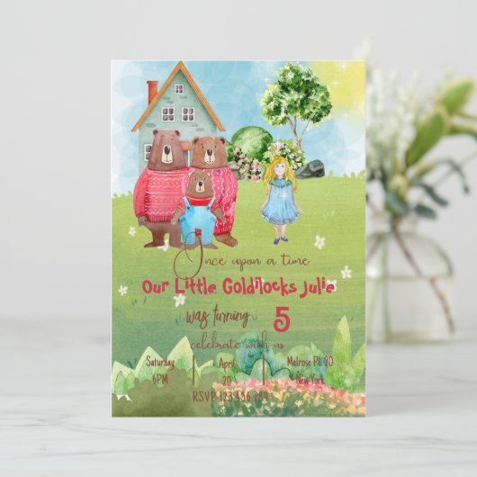 Goldilock Birthday Invitation Kaart (Staand voorkant)