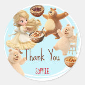 Goldilocks bedankt Verjaardag Ronde Sticker (Voorkant)