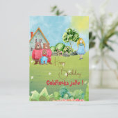 Goldilocks en Beren Happy Birthday Kaart (Staand voorkant)