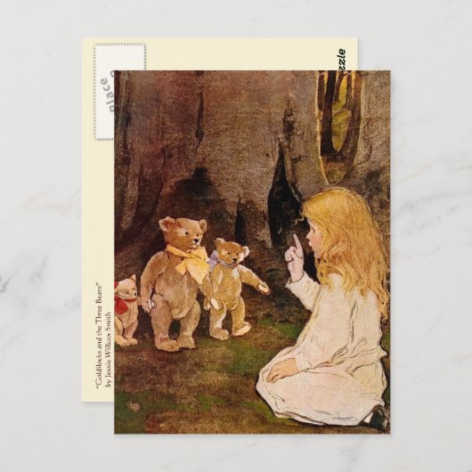 "Goldilocks en de drie Beren" Briefkaart (Voorkant / Achterkant)