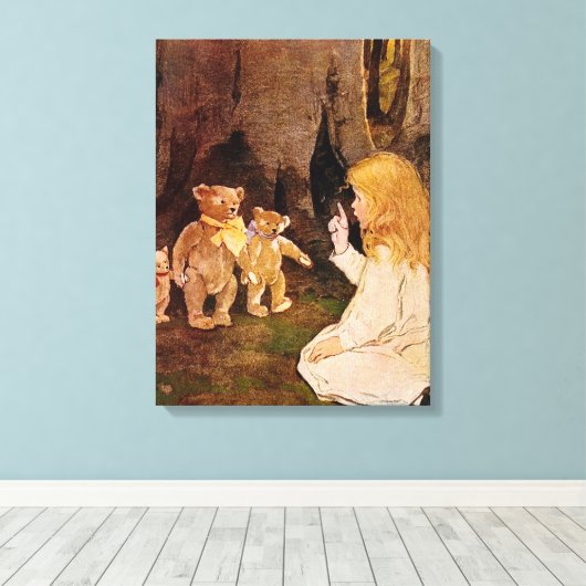 "Goldilocks en de drie Beren" Canvas Afdruk (Insitu (Houten vloer))