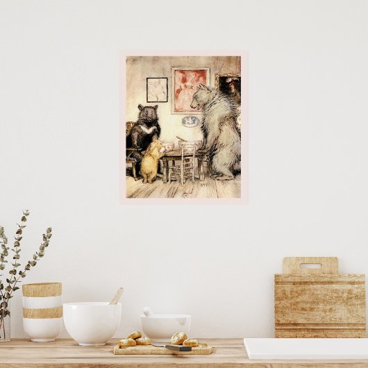 Goldilocks en de drie beren door Arthur Rackham Poster (Keuken)