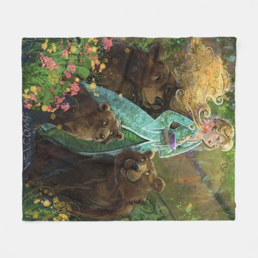Goldilocks en de drie Beren Fleece Deken (Voorkant (Horizontaal))