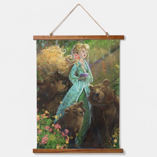 Goldilocks en de drie Beren Hangend Wandkleed (Voorkant)