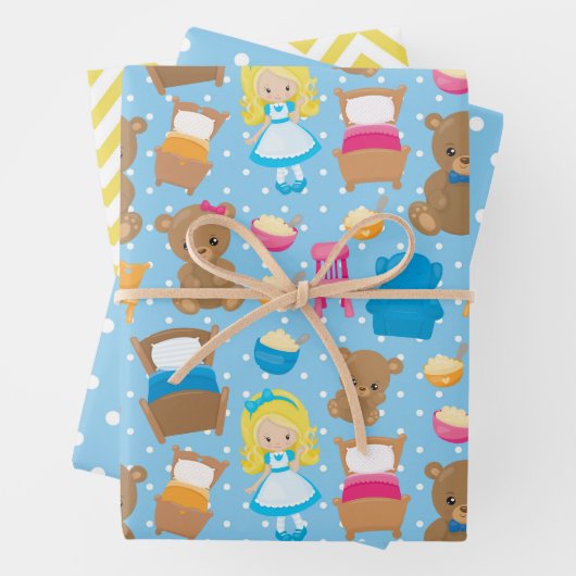 Goldilocks en de drie Beren Inpakpapier Vel (In situ)