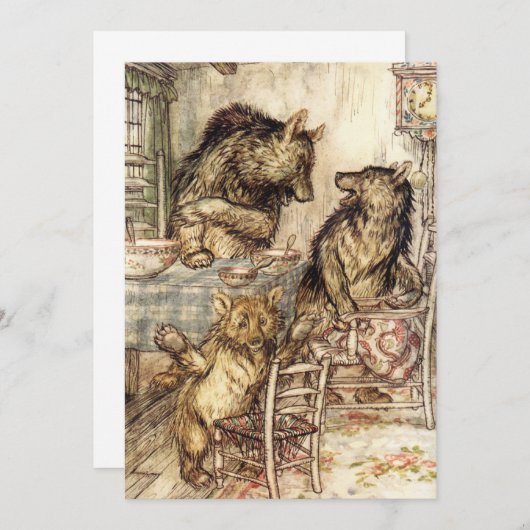 Goldilocks en de drie Beren Uitnodigingen (Voorkant / Achterkant)