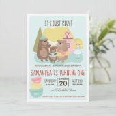 Goldilocks en The Three Beren Birthday Invitation Kaart (Staand voorkant)