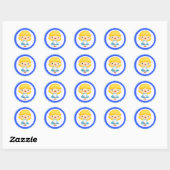 Goldilocks op blauwe en witte gingham ronde sticker (Vel)