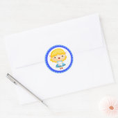 Goldilocks op blauwe en witte gingham ronde sticker (Envelop)