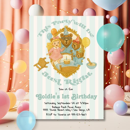 Goldilocks & the Three Bears Birthday Party Kaart