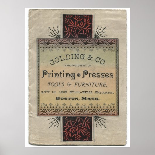 Golding letterpress-reclame voor drukpers poster (Voorkant)