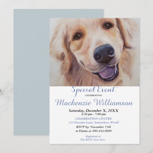 GOLDLEN LAB WENST GELUKKIGE VERJAARDAG KAART (Voorkant / Achterkant)