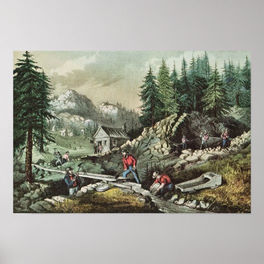 Goldmining in Californië, 1871 Poster (Voorkant)