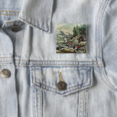 Goldmining in Californië, 1871 Vierkante Button 5,1 Cm (In situ)