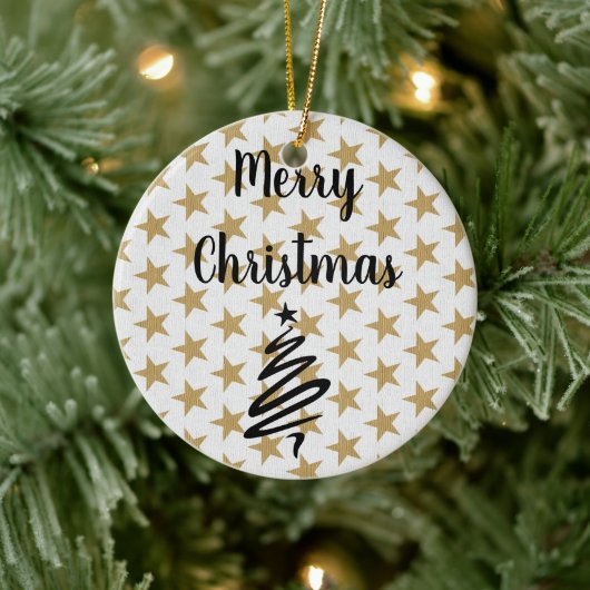 Golds Stars Kerstmis Keramisch Ornament (Boom)