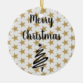Golds Stars Kerstmis Keramisch Ornament (Voorkant)