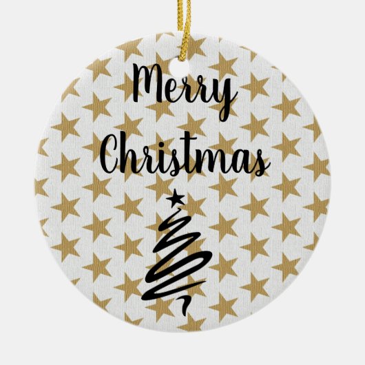 Golds Stars Kerstmis Keramisch Ornament (Voorkant)