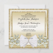 GoldSequins en Floral Pareltjes Glitter Bow Weddin Kaart (Achterkant)