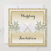 GoldSequins en Floral Pareltjes Glitter Bow Weddin Kaart (Voorkant)