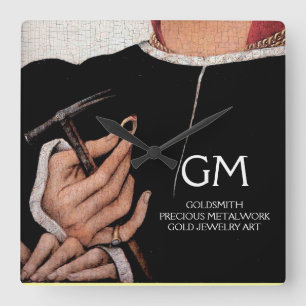 GOLDSMITH, PRECIES METALWORKER, GOLD JEWELRY ART VIERKANTE KLOK