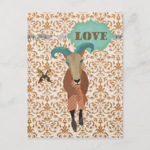 Goldstof Aoudad & Butterfly Damask Briefkaart Love