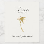 Goldtone Palm Tree Coquito Wijn Etiket (Enkel label)