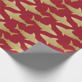 Goldtone Shark Wrapping Paper Cadeaupapier