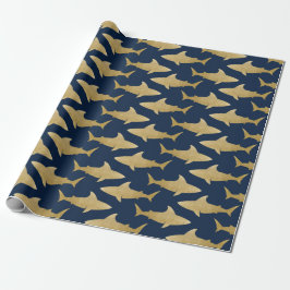 Goldtone Shark Wrapping Paper Cadeaupapier