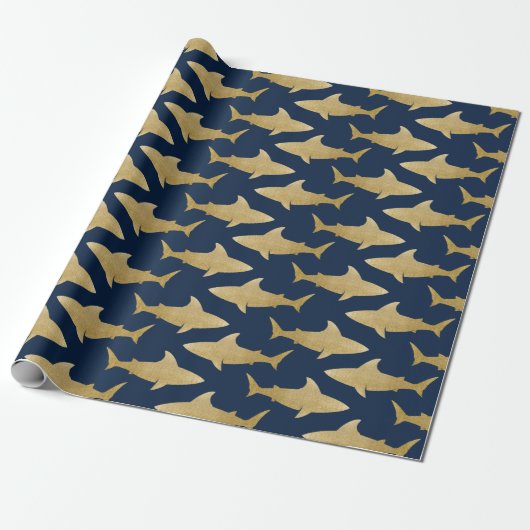 Goldtone Shark Wrapping Paper Cadeaupapier (Uitgerold)