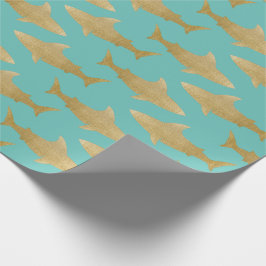 Goldtone Shark Wrapping Paper Cadeaupapier