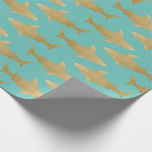 Goldtone Shark Wrapping Paper Cadeaupapier (Hoek)