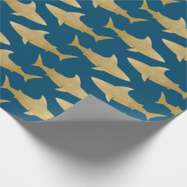 Goldtone Shark Wrapping Paper Cadeaupapier