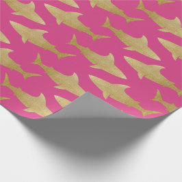 Goldtone Shark Wrapping Paper Cadeaupapier